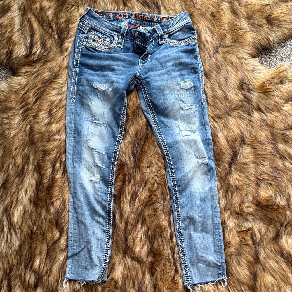 Rock Revival Blue Distressed Skinny Jeans